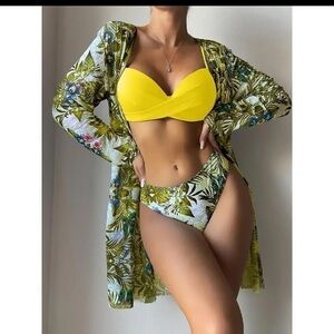 Three Piece Swimwear!! Yellow & Green!